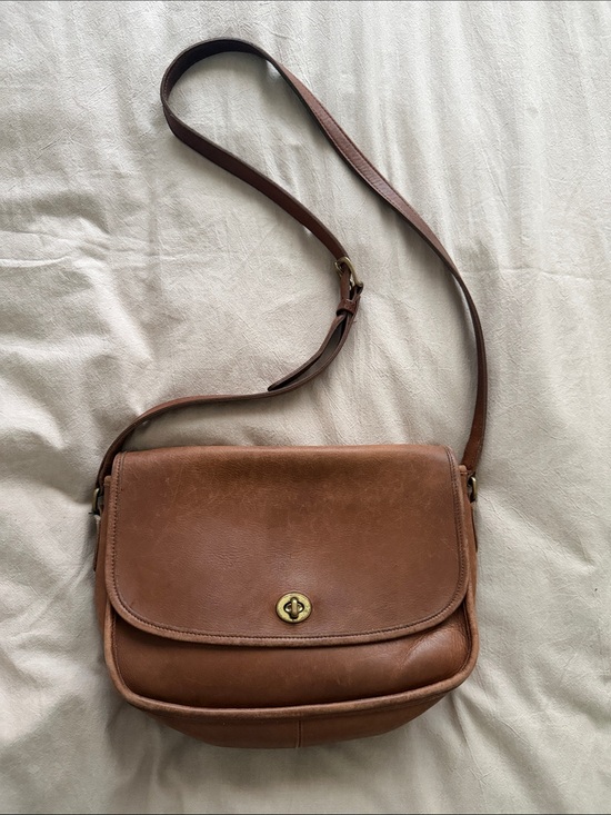 Coach Handbags - Coach Brown Leather Crossbody Bag with Gold Turn-Lock
